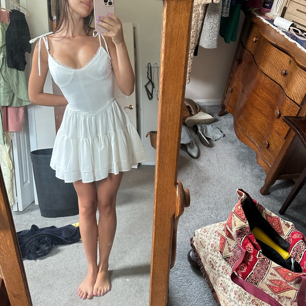 TigerMist drop waist white dress